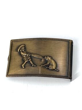 Rare Vintage 1970's Buster Brown & His Dog Tige Brass Plated Belt Buckle